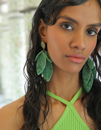 Leaf Earrings - Green