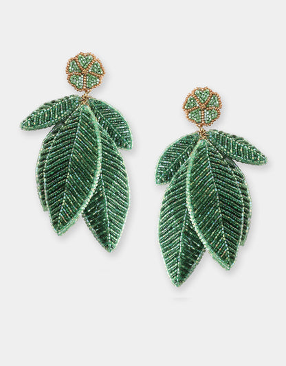 Leaf Earrings - Green