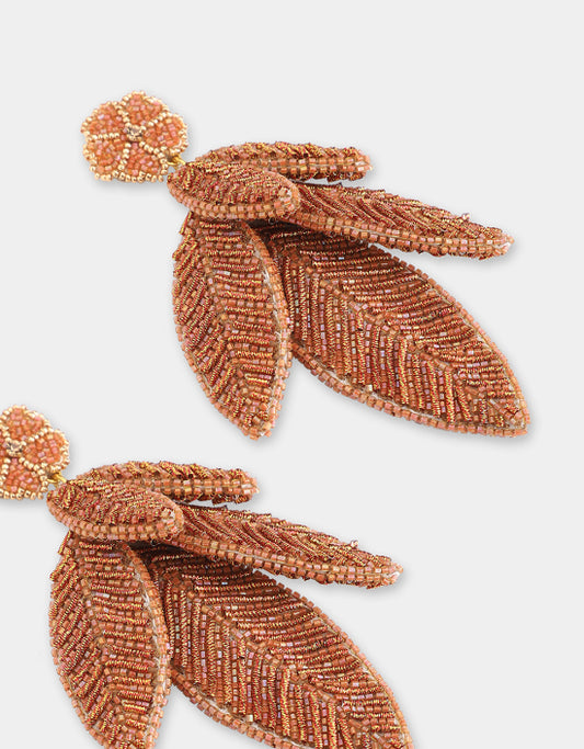 Leaf Earrings - Coral