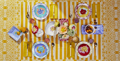 Indian Tiger Gold Porcelain Plates Set of 3 - Gold