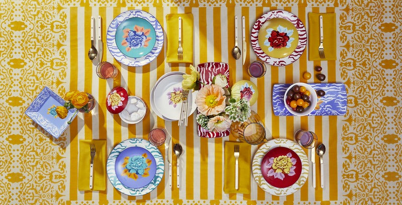 Indian Tiger Gold Porcelain Plates Set of 3 - Gold