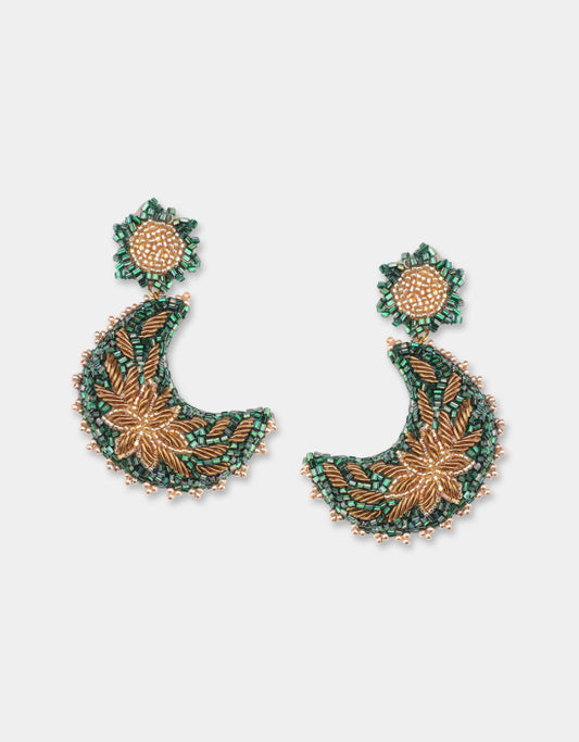 Moon Earrings - Green