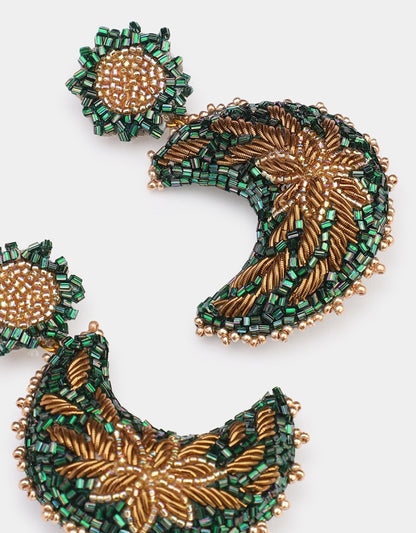 Moon Earrings - Green