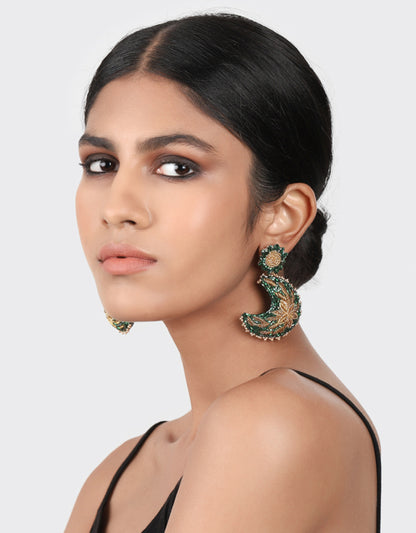 Moon Earrings - Green