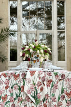 Load image into Gallery viewer, Tulip Linen Tablecloth in Red &amp; Pink
