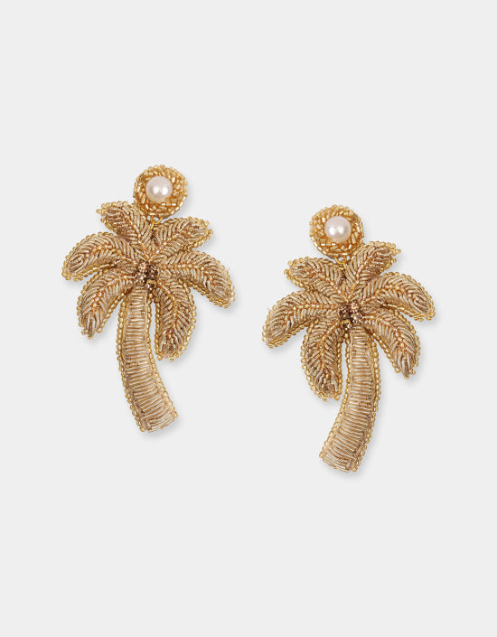 Palm Tree Earrings - Gold