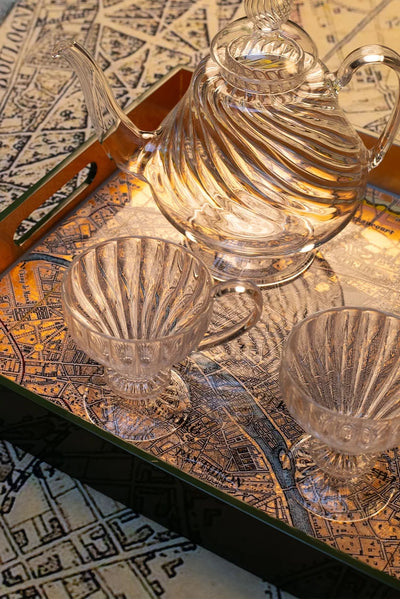Gold Leaf Paris Map Rectangular Lacquered Tray