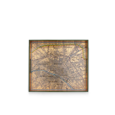 Gold Leaf Paris Map Rectangular Lacquered Tray