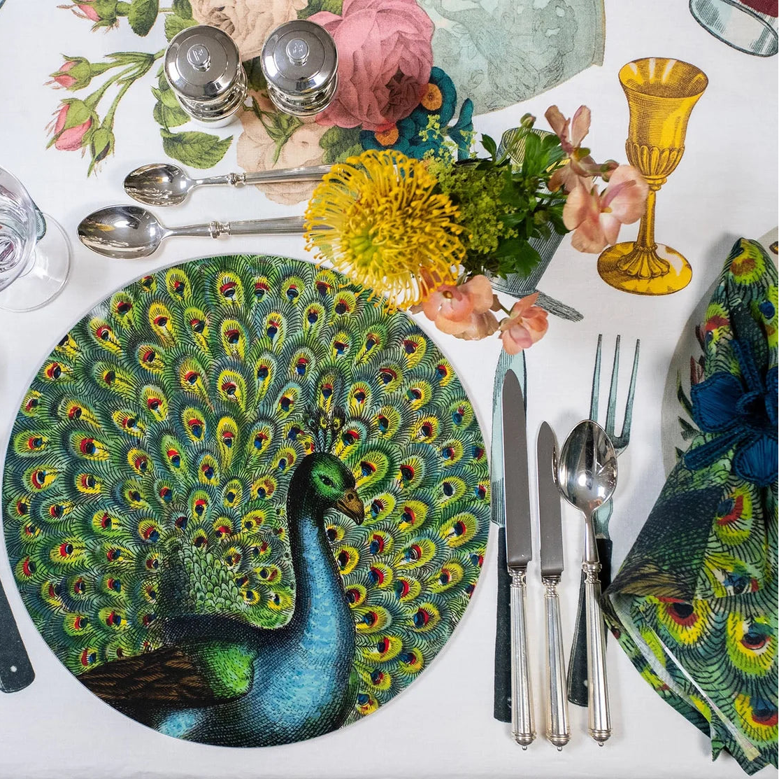 Peacock Round Cork Back Placemat