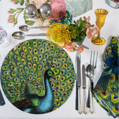 Peacock Round Cork Back Placemat