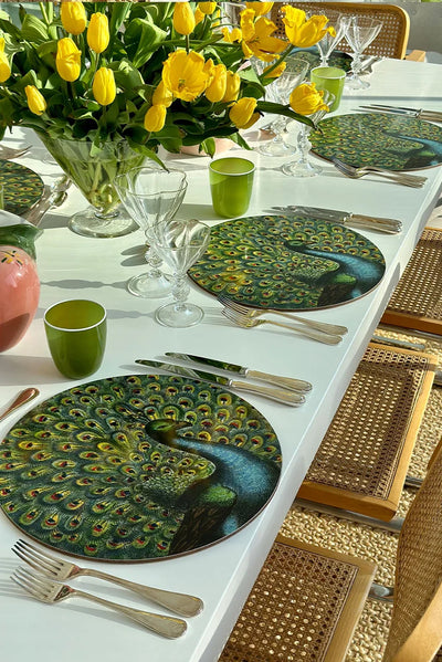 Peacock Round Cork Back Placemat
