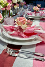 Load image into Gallery viewer, Stripe Linen Tablecloth - Pink. Red &amp; White
