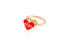 Load image into Gallery viewer, LRJC Heart Red  Enameled Ring 18K Gold
