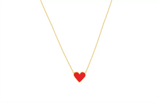 Load image into Gallery viewer, LRJC Enameled Heart Necklace 18K Gold - Red
