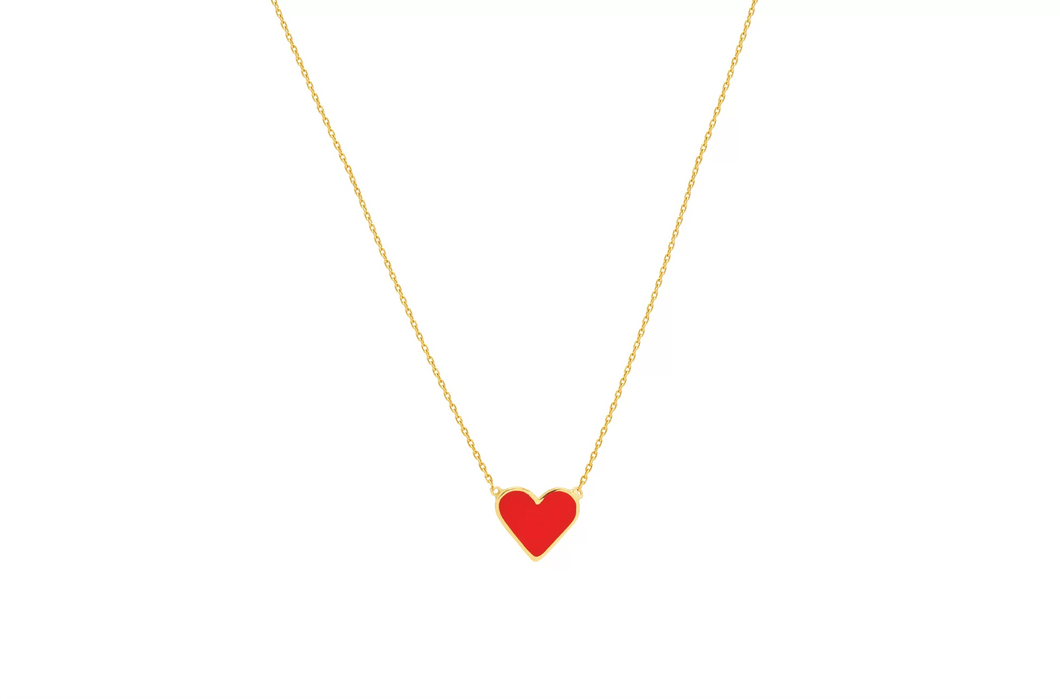 LRJC Enameled Heart Necklace 18K Gold - Red