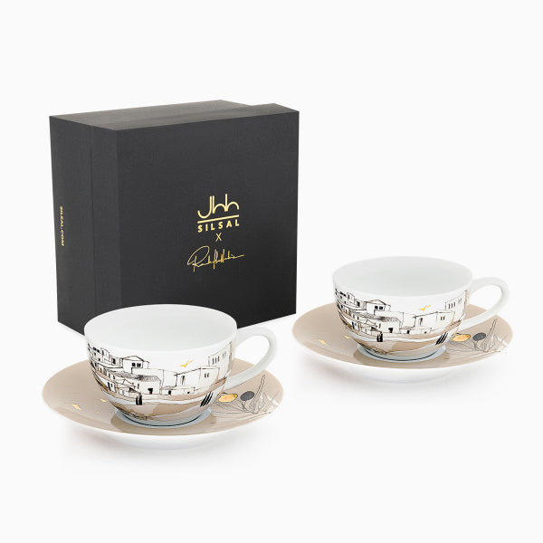 Naseem Porcelain Tea Cups with Saucers