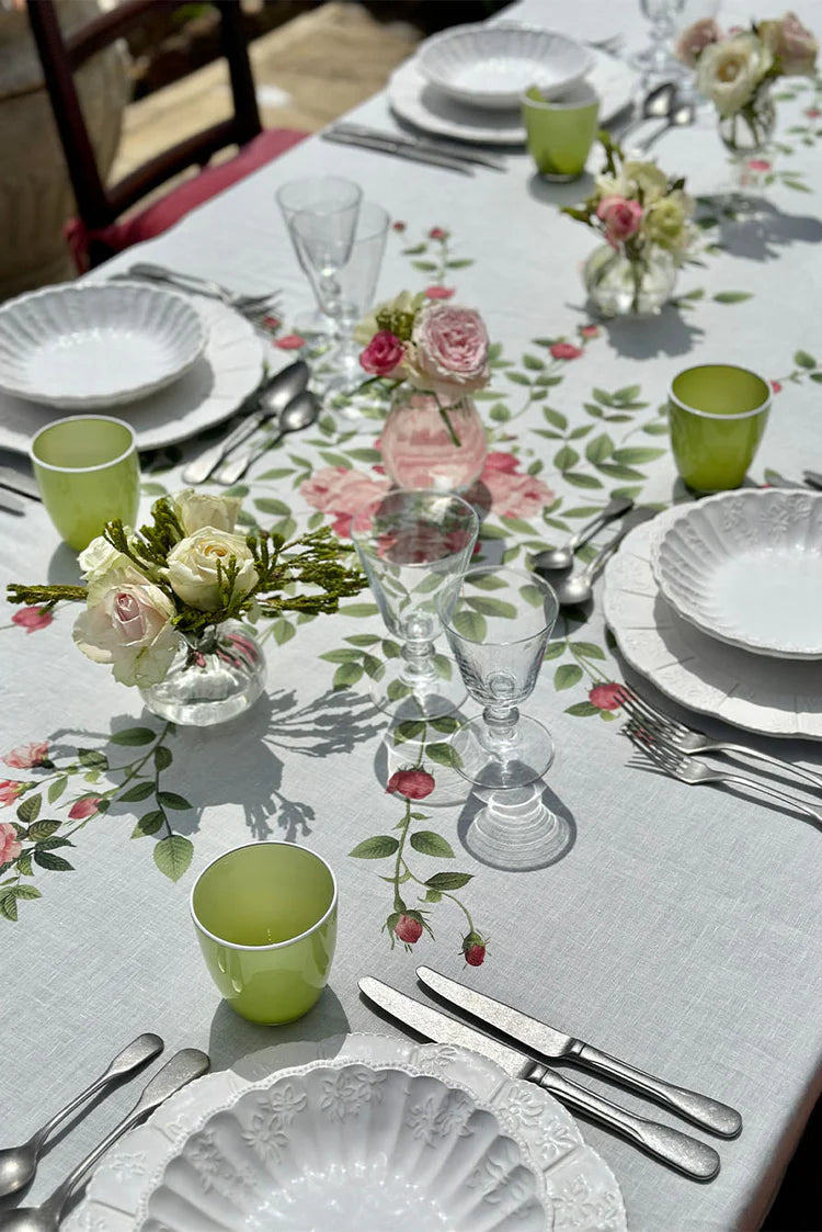 Rose Trellis Linen Tablecloth