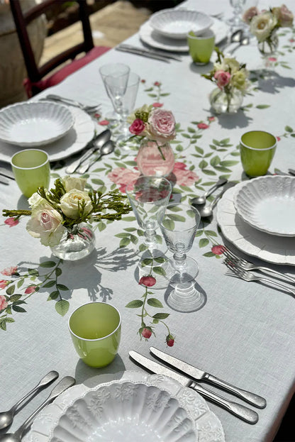 Rose Trellis Linen Tablecloth