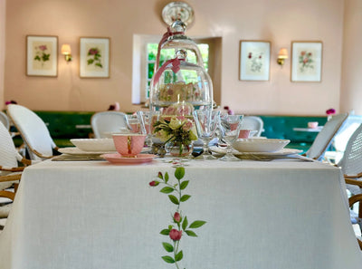 Rose Trellis Linen Tablecloth