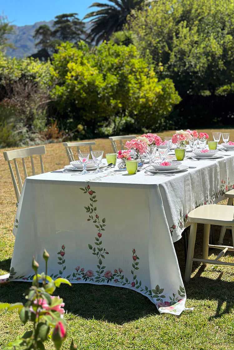 Rose Trellis Linen Tablecloth