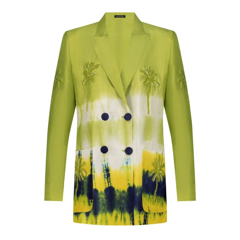 Parrot Green Green Tie Die Blazer