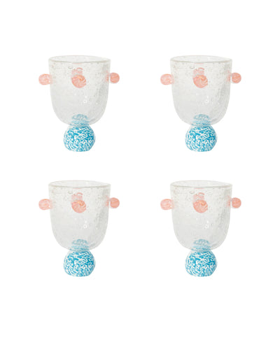 Dotty Blue & Pink Glass Tumbler