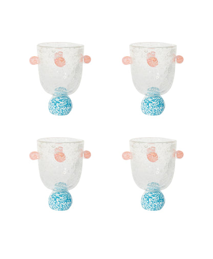 Dotty Blue & Pink Glass Tumbler