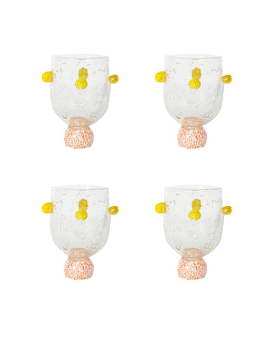Dotty Yellow & Pink Glass Tumbler