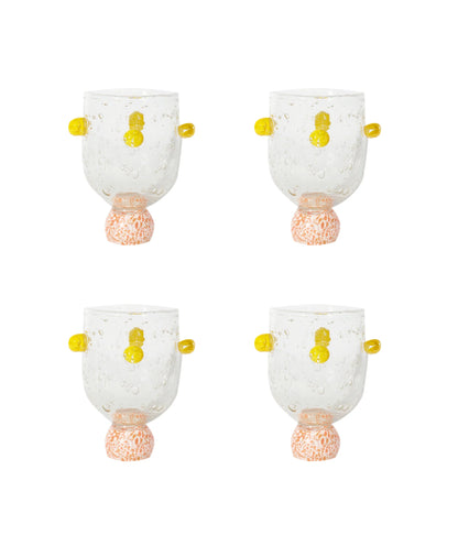 Dotty Yellow & Pink Glass Tumbler