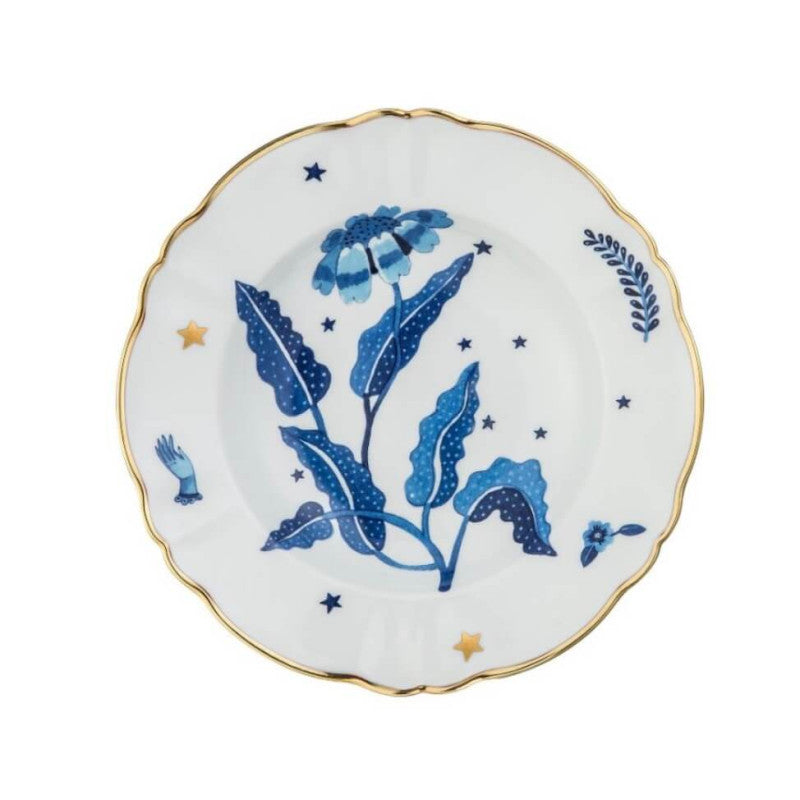 Bitossi Home Soup Porcelain Plate - Blue Flower
