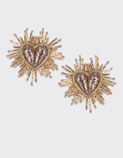 Sparkle Heart Earrings - Gold