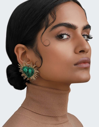 Sparkle Heart Earrings - Gold