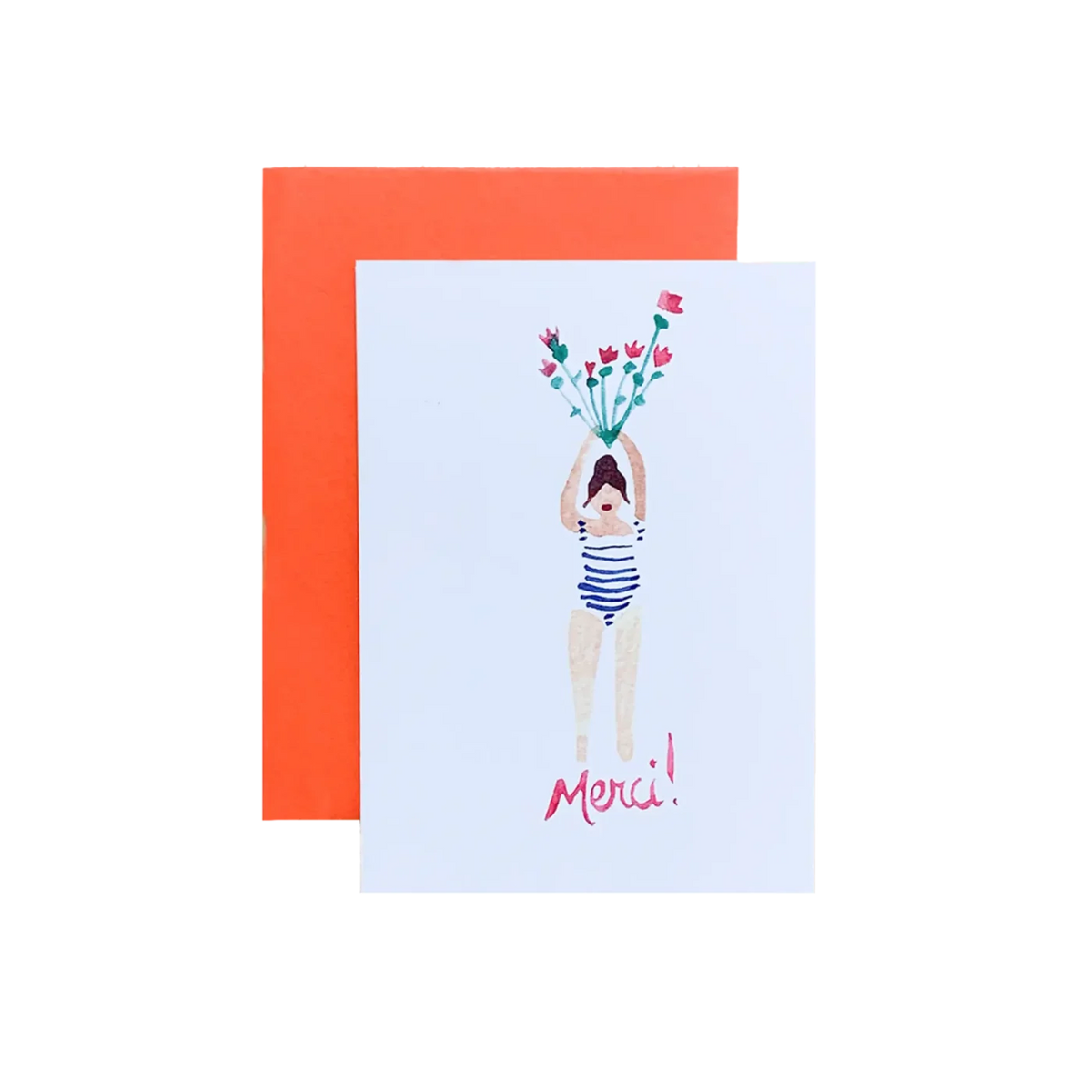 Zenobie Red Flowers Merci Greeting Card
