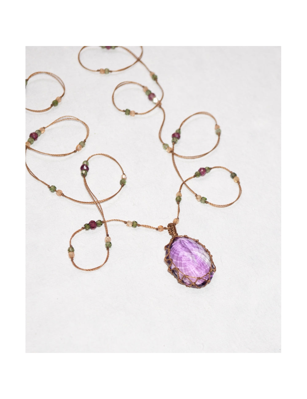 Long Tibetan Purple Amethyste Necklace