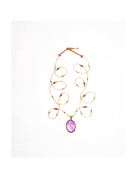 Long Tibetan Purple Amethyste Necklace