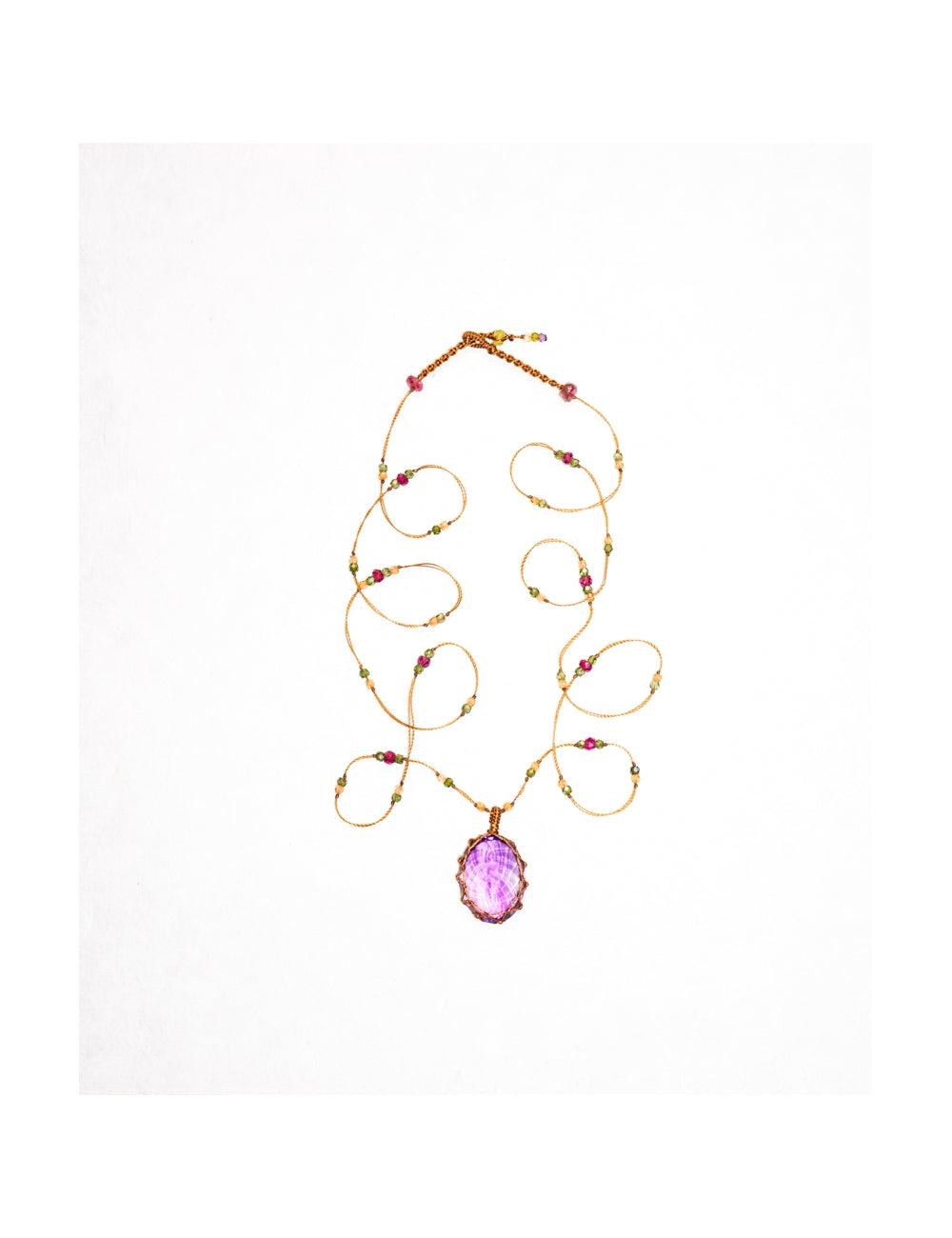 Long Tibetan Purple Amethyste Necklace