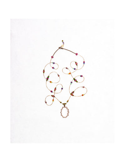 Long Tibetan Pink Quartz Necklace