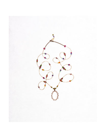 Long Tibetan Pink Quartz Necklace