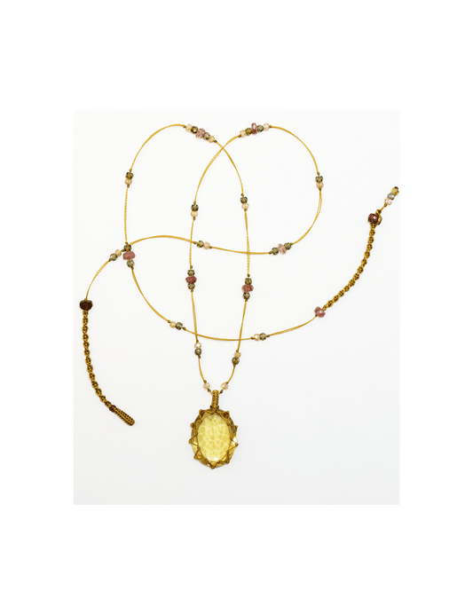 Short Tibetan Lemon Topaze Necklace