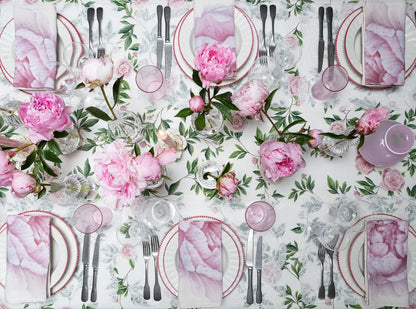 Trailing Peony Linen Tablecloth