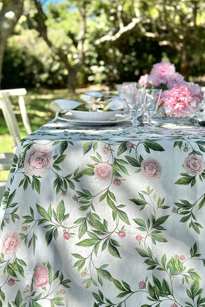 Trailing Peony Linen Tablecloth