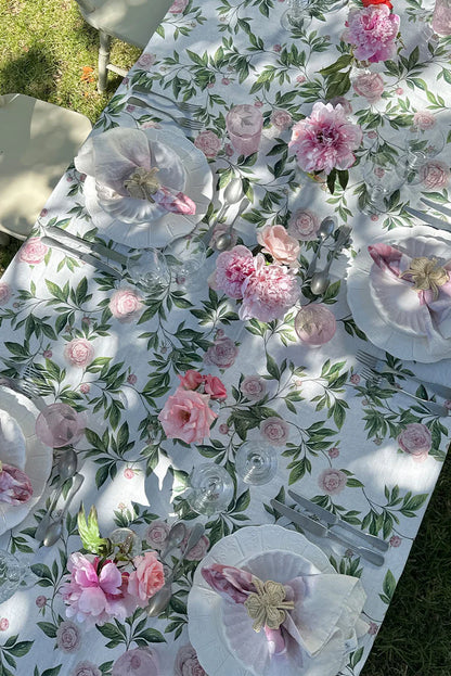 Trailing Peony Linen Tablecloth