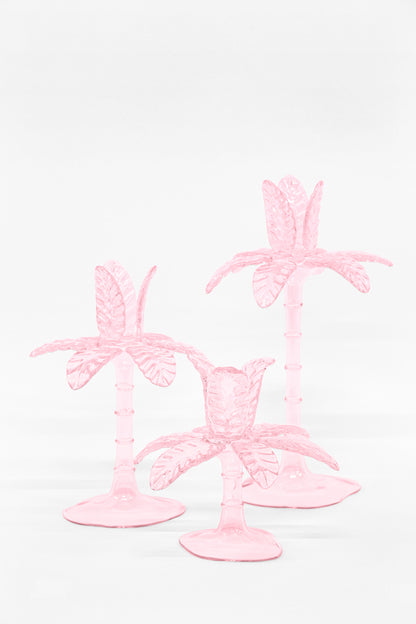 Las Palmas Hand Blown Glass Candle Holder - Pink