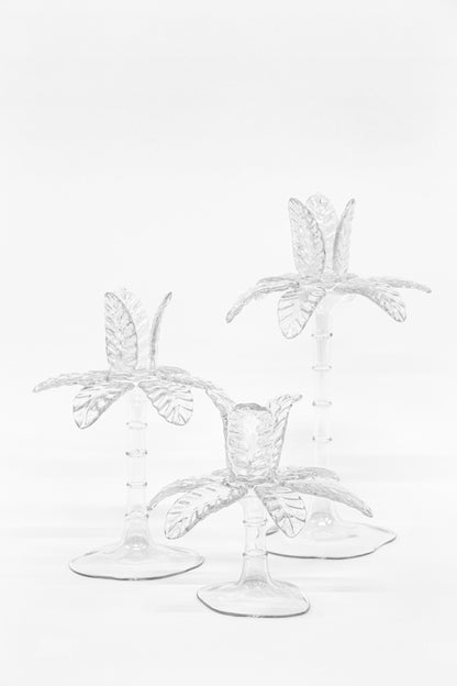 Las Palmas Hand Blown Glass Candle Holder - Clear