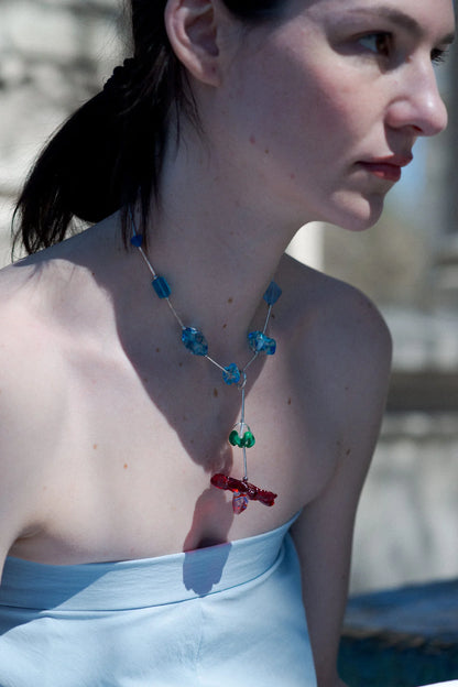 Camelia Rouge Necklace with Charm