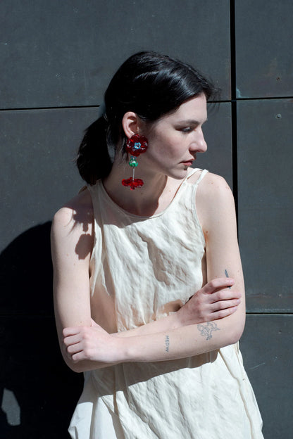 Lady of the Camelia's Rouge Earring