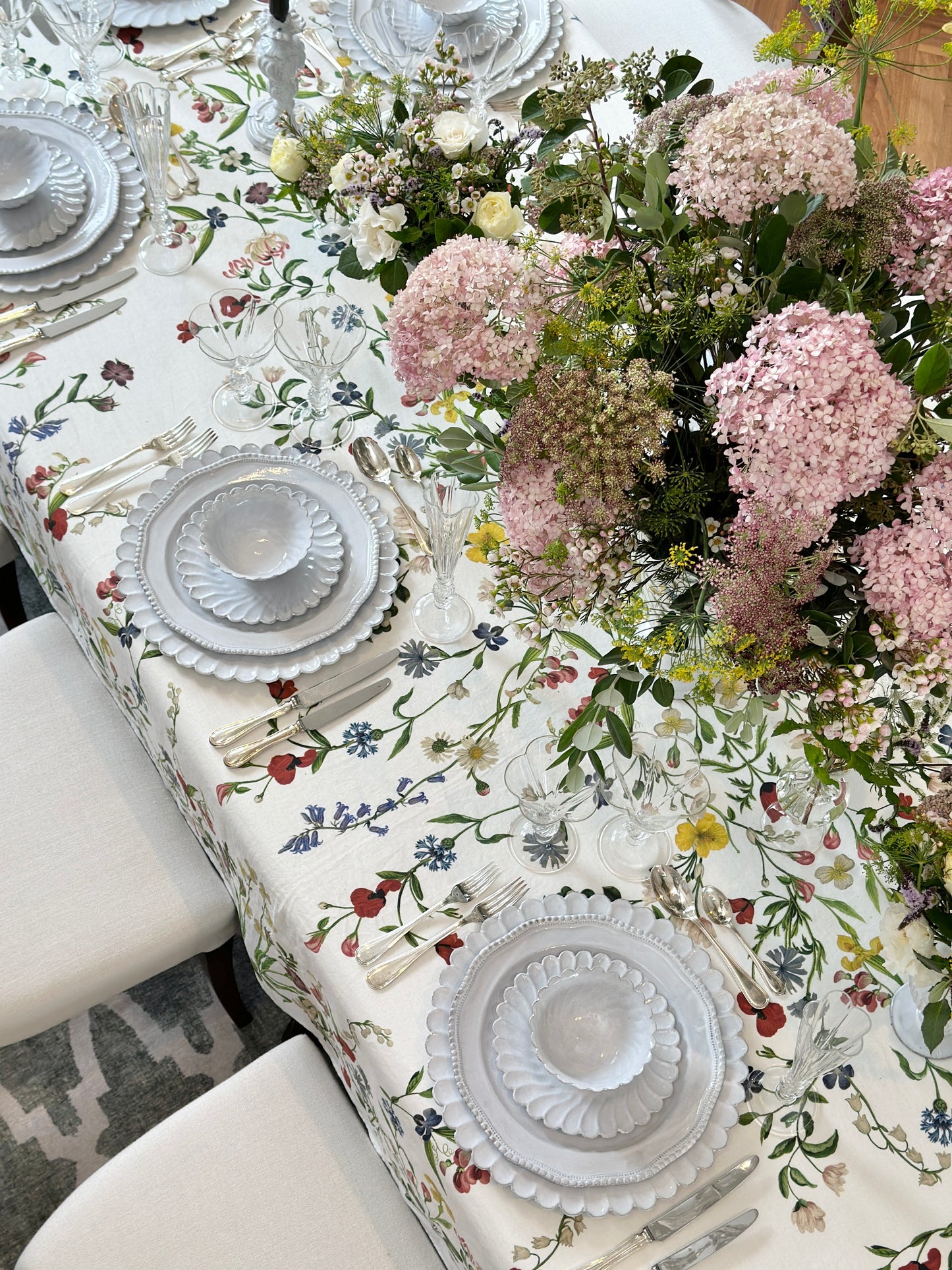 S&B x John Derian Botanical Wildflowers Linen Tablecloth