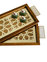 Load image into Gallery viewer, Wooden Tray With Arabesque Patterns &amp; Brass Handles
