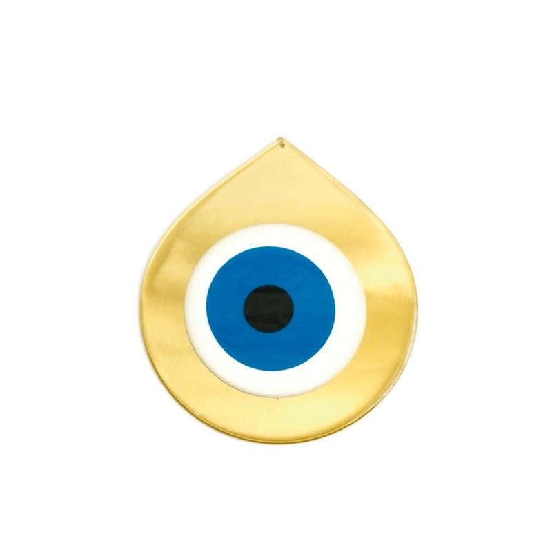 Mati Evil Eye Wall Hanging Large - Tear Shaped - Gold & Blue