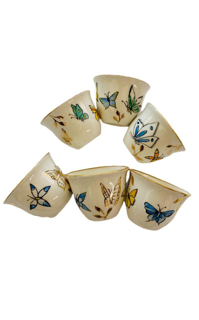 Butterfly Arabic Coffee Cups - Set of 6
